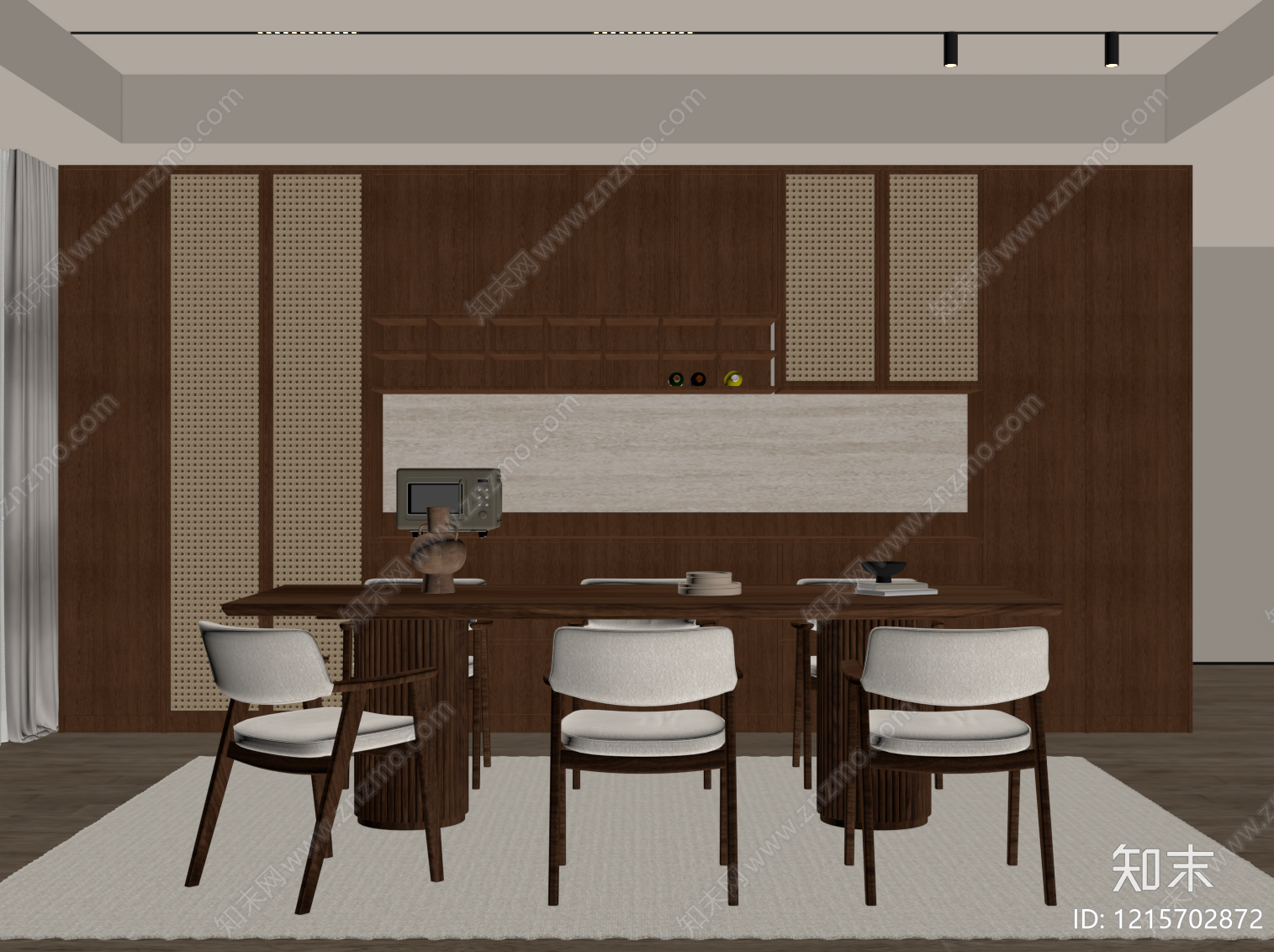 奶油风家居餐厅SU模型下载【ID:1215702872】