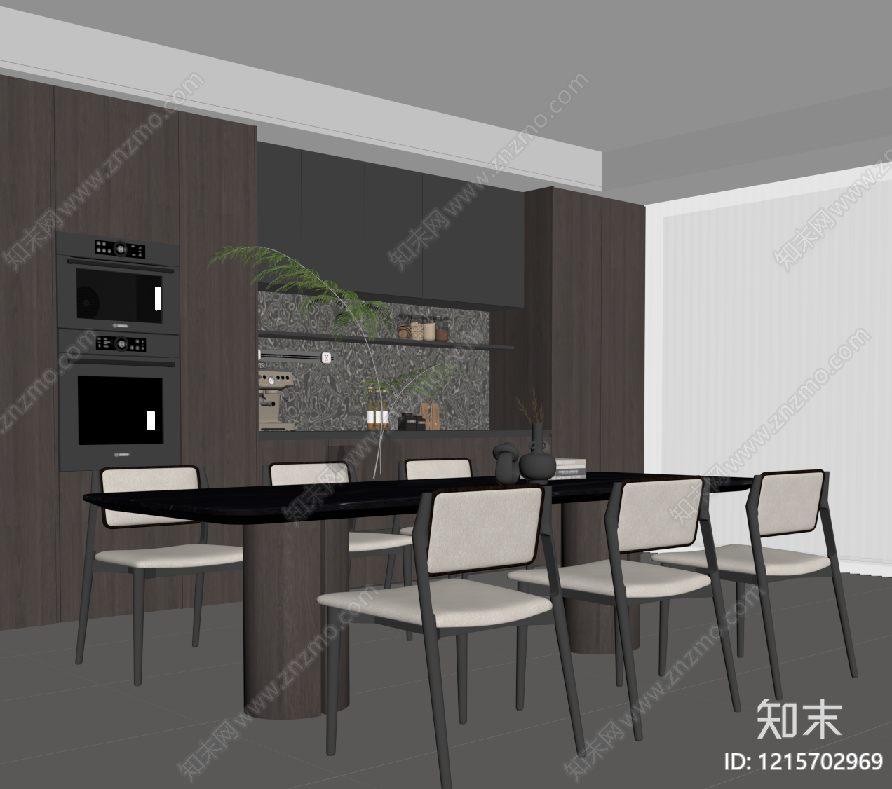 现代简约家居餐厅SU模型下载【ID:1215702969】