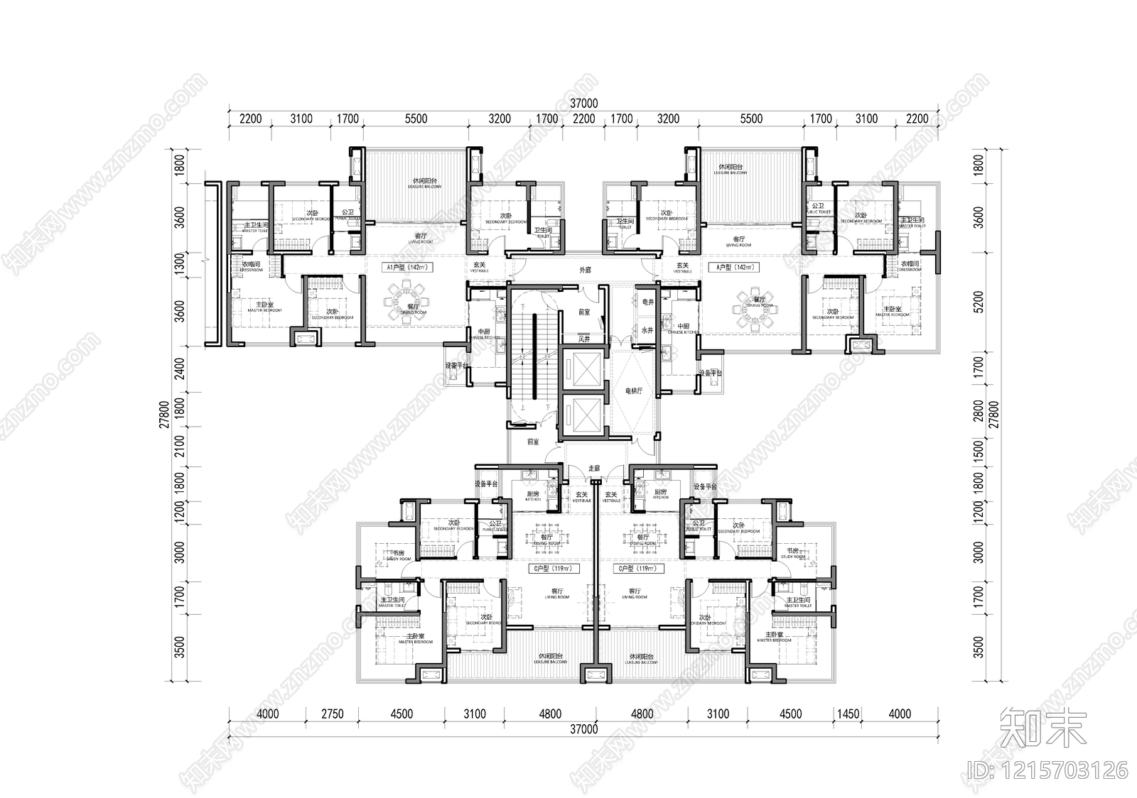 高层住宅cad施工图下载【ID:1215703126】