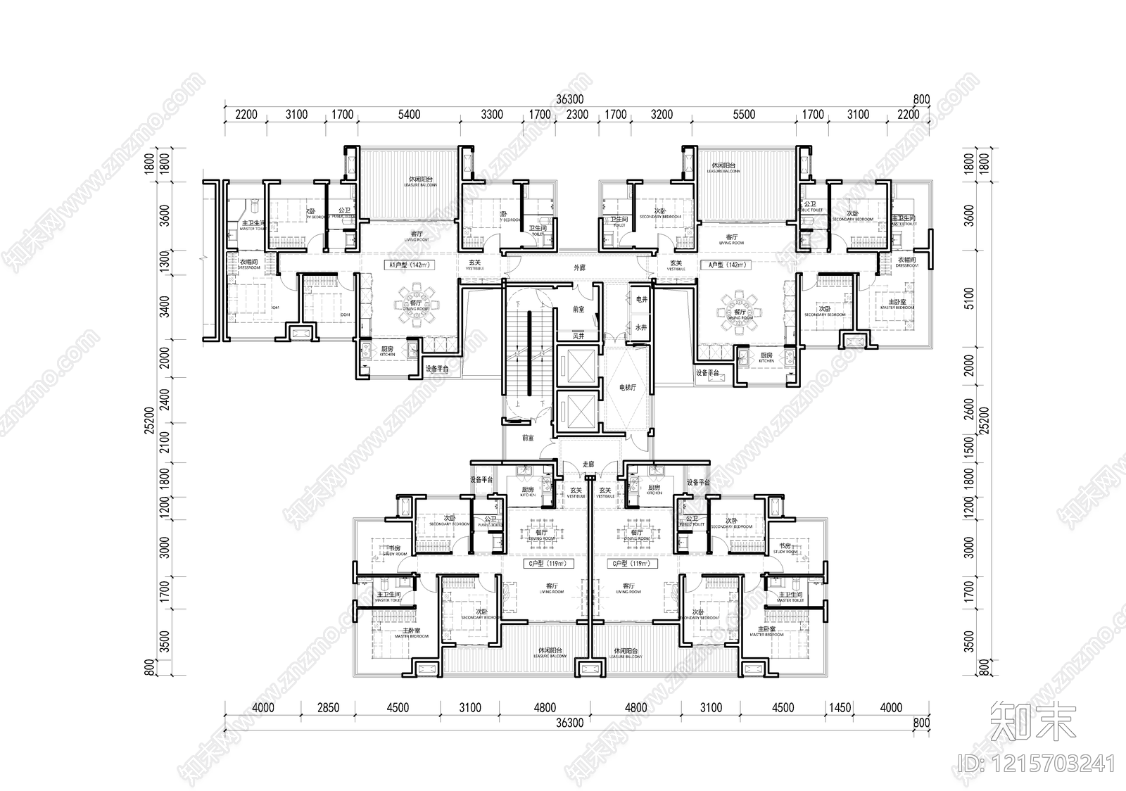 高层住宅cad施工图下载【ID:1215703241】