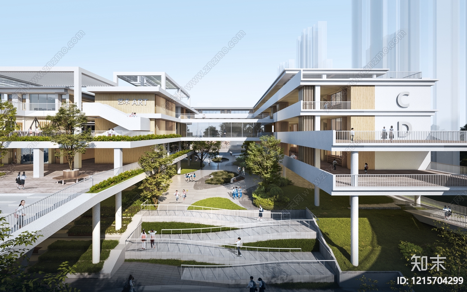 现代学校建筑SU模型下载【ID:1215704299】