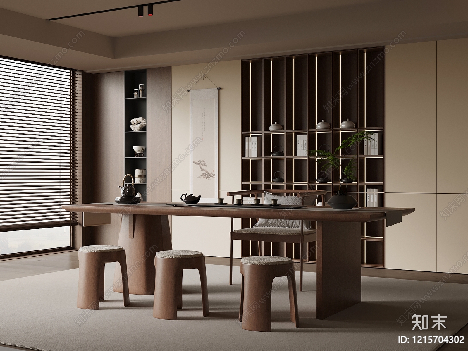 新中式茶室3D模型下载【ID:1215704302】