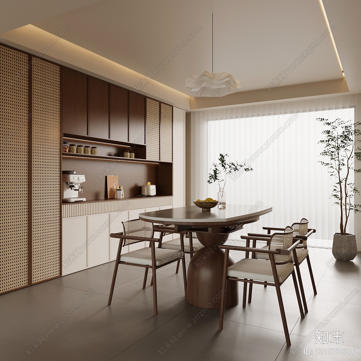 新中式家居餐厅SU模型下载【ID:1215706202】