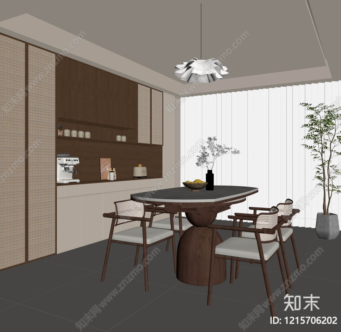新中式家居餐厅SU模型下载【ID:1215706202】