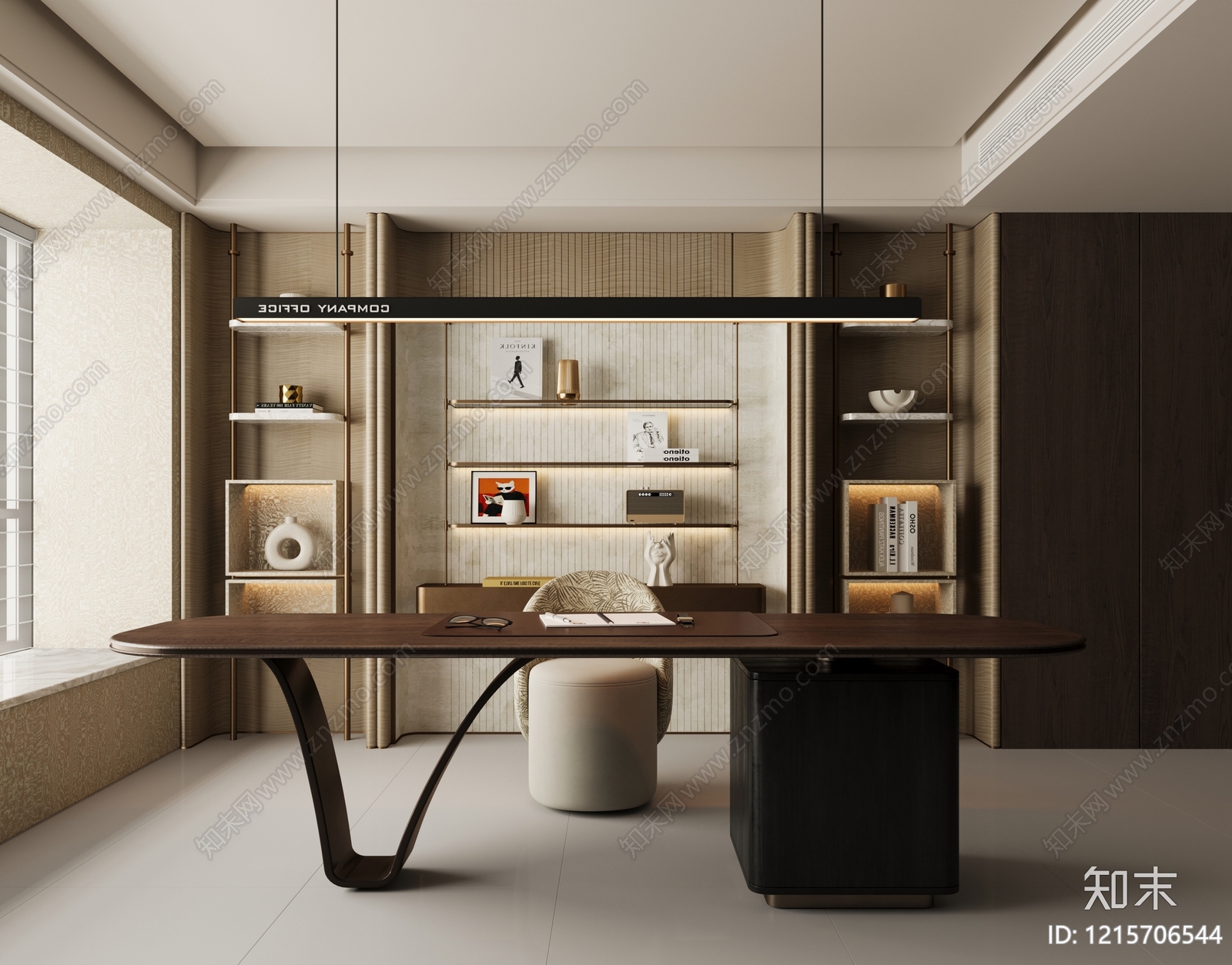 意式轻奢书房SU模型精品下载_SketchUp模型_知末网