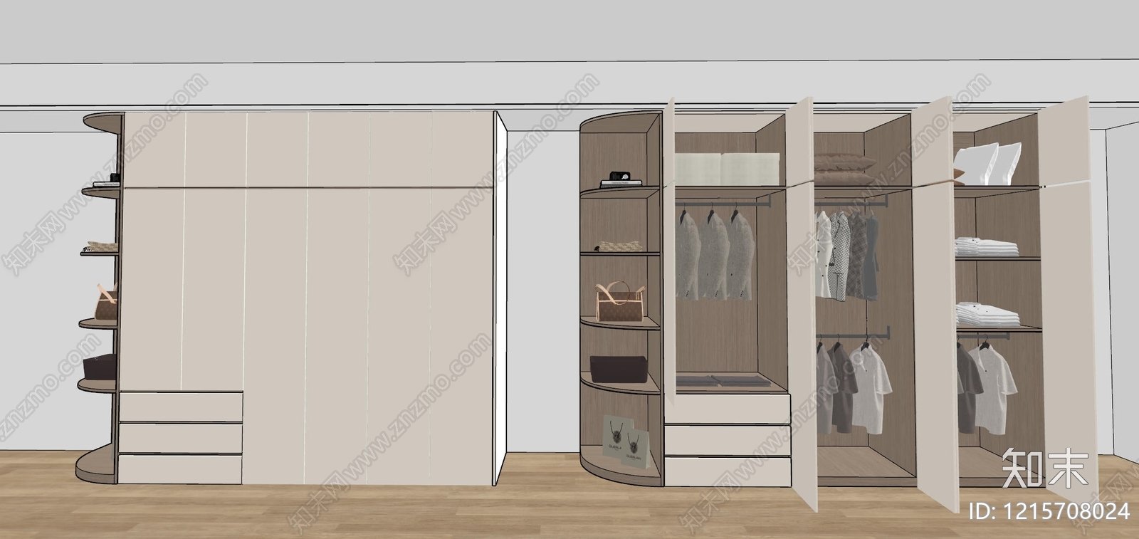 现代衣柜SU模型下载【ID:1215708024】