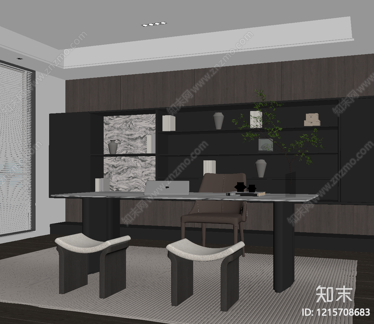 现代极简书房SU模型下载【ID:1215708683】