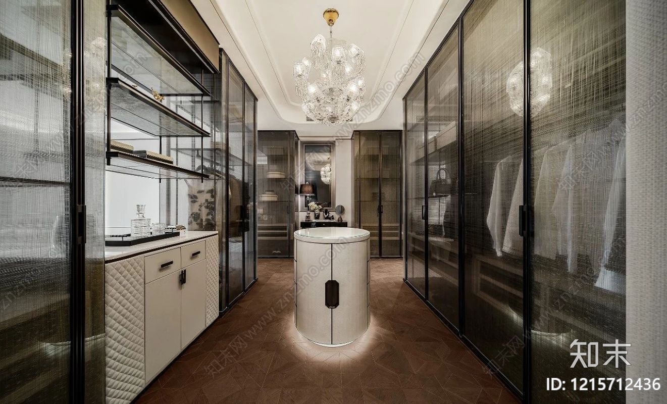 现代衣帽间施工图下载【ID:1215712436】