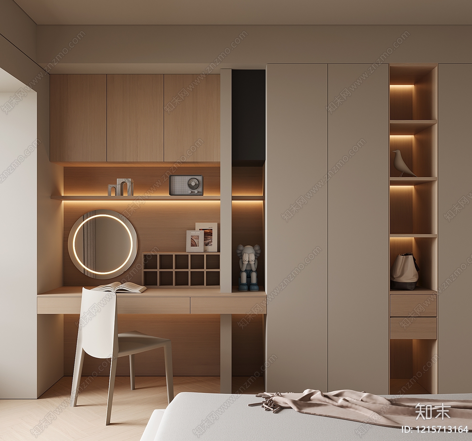 奶油风衣柜3D模型下载【ID:1215713164】