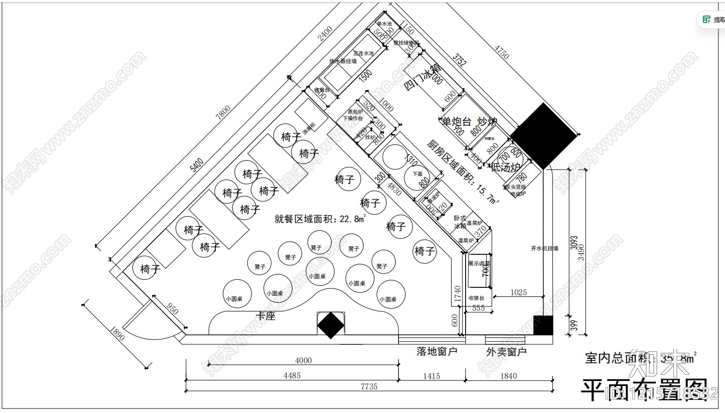 现代中餐厅CAD图纸