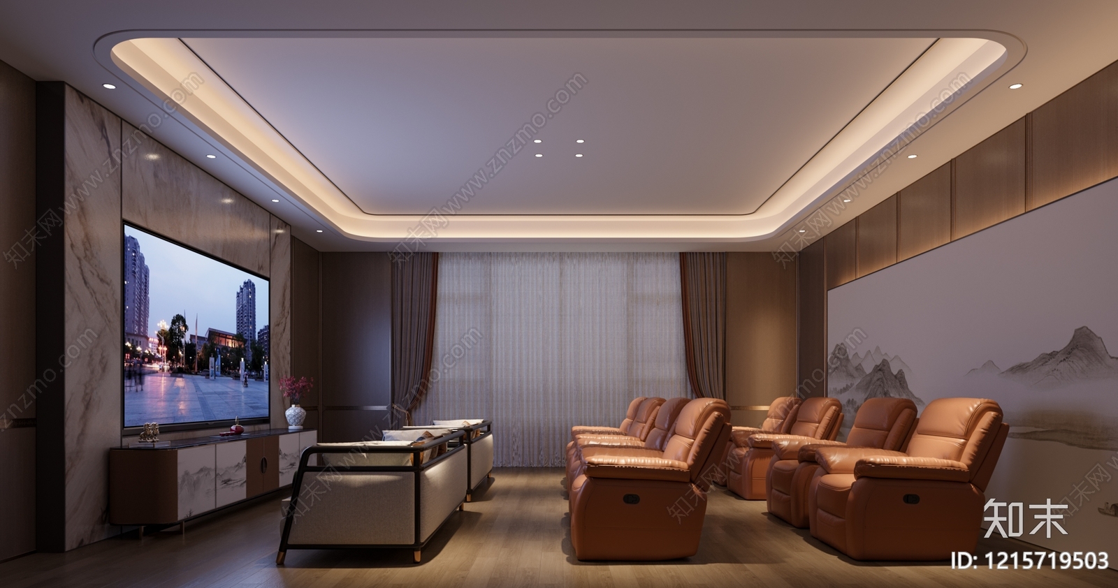 新中式影音室3D模型下载【ID:1215719503】