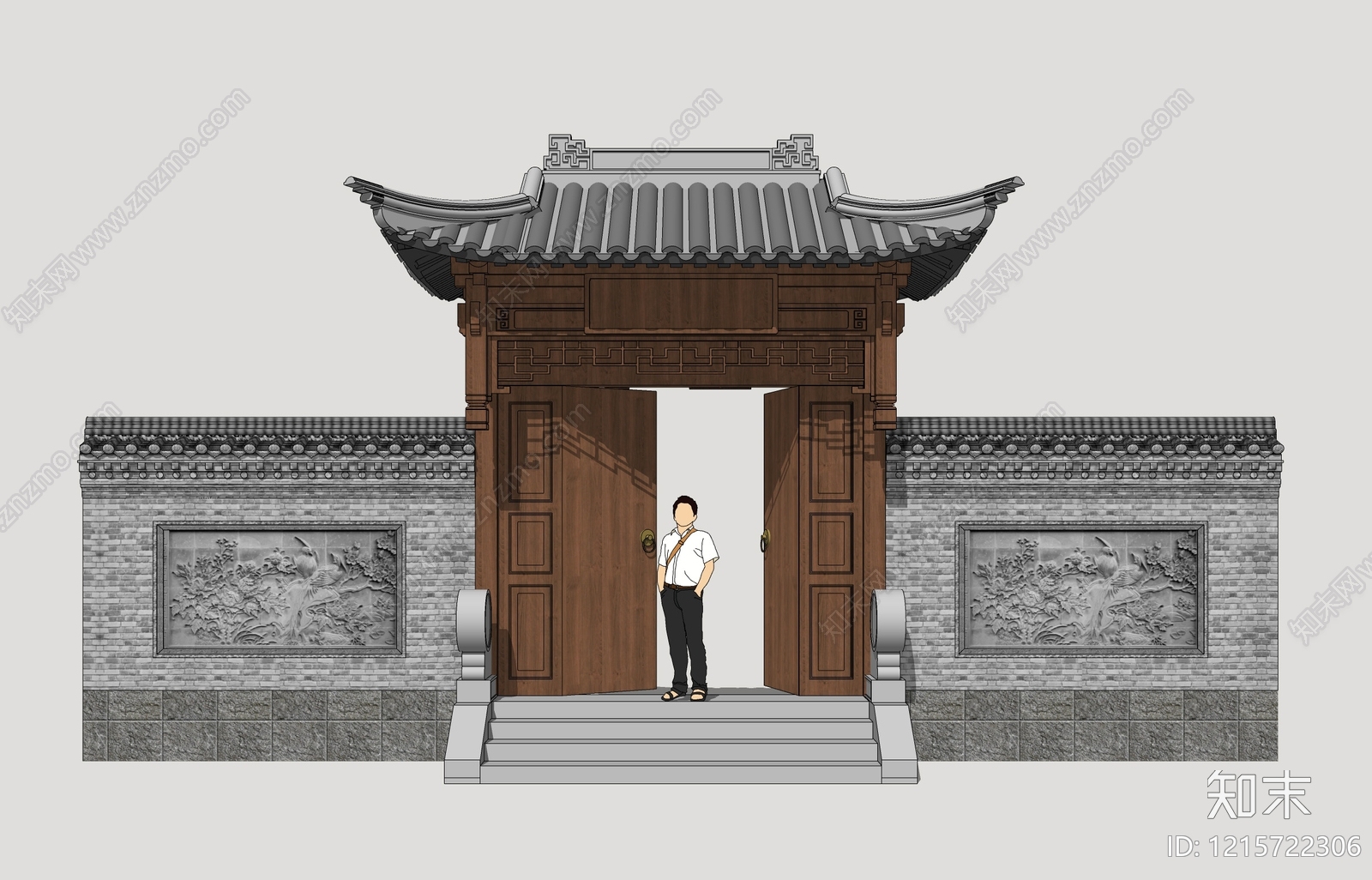 新中式入口大门SU模型下载【ID:1215722306】