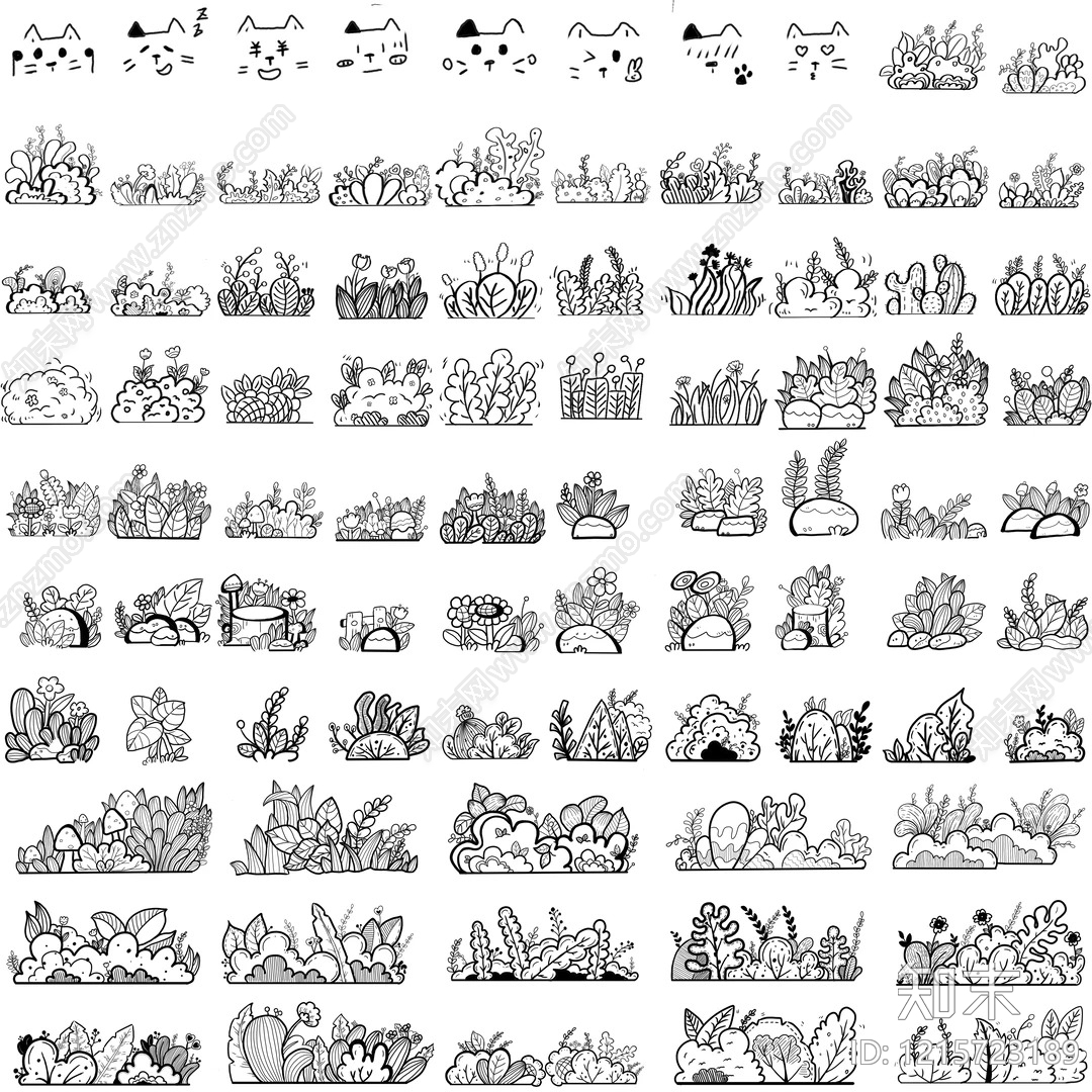 现代综合植物图库施工图下载【ID:1215723189】