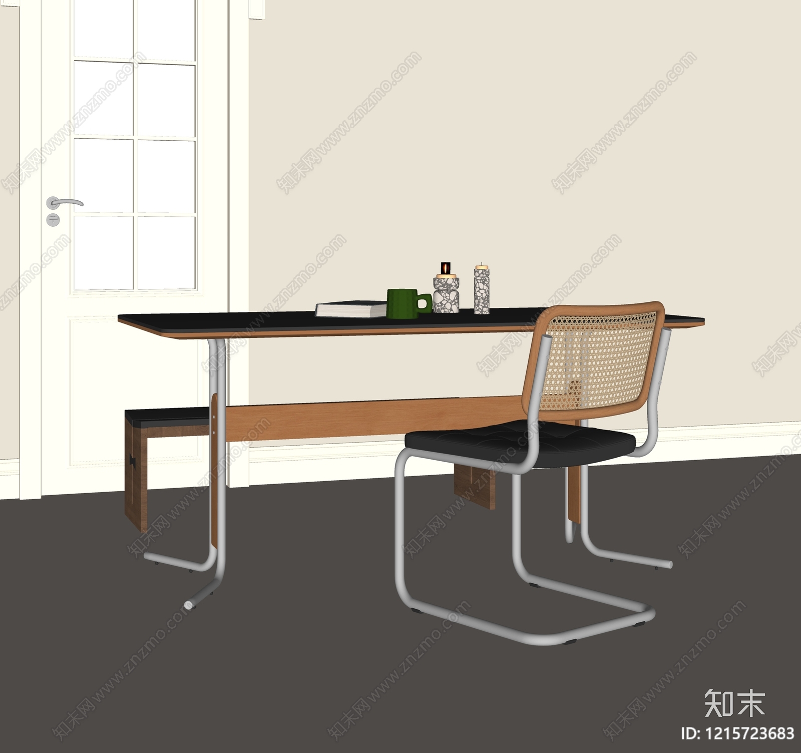 现代简约餐桌SU模型下载【ID:1215723683】