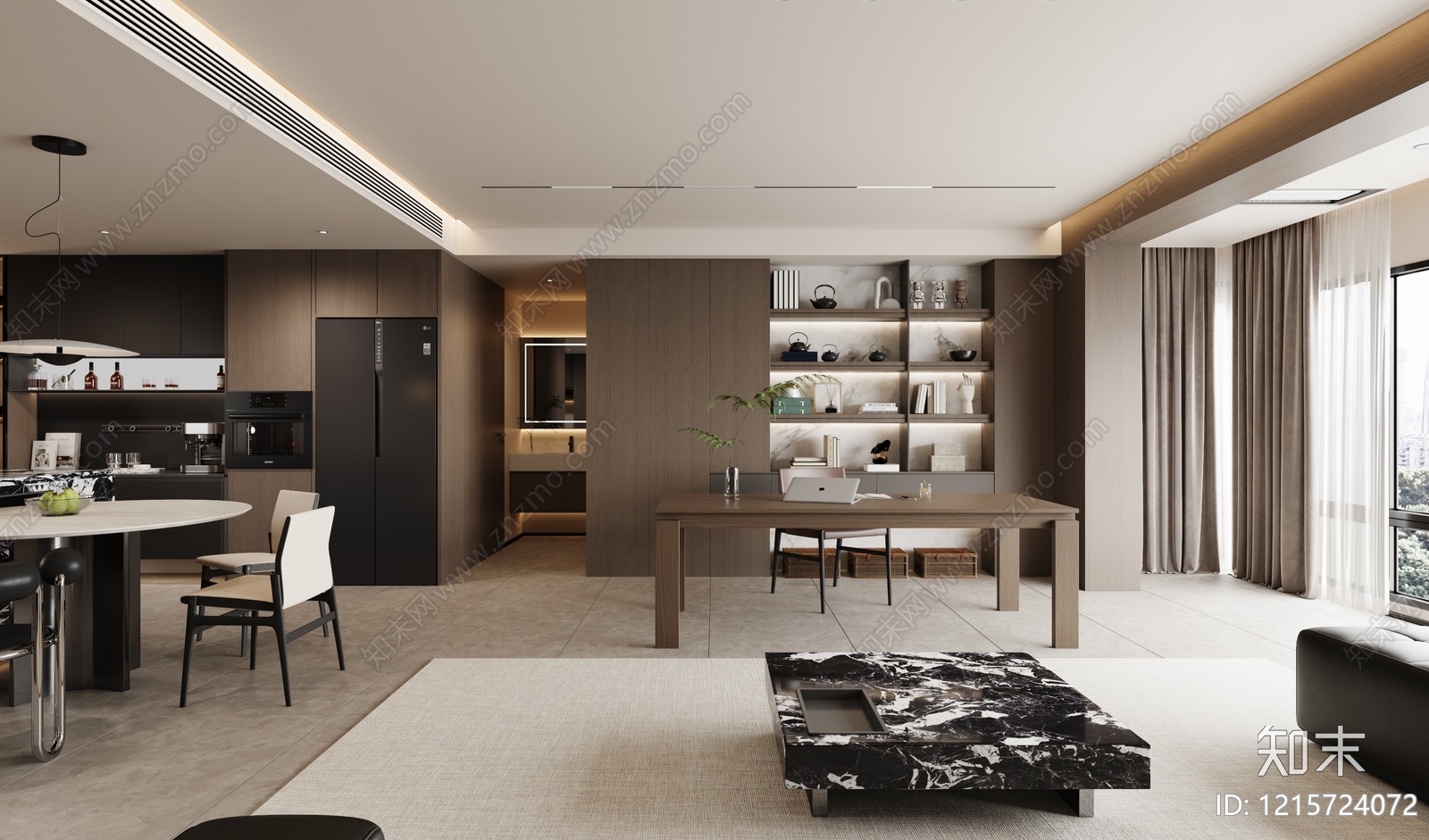 现代简约家居客厅3D模型下载【ID:1215724072】
