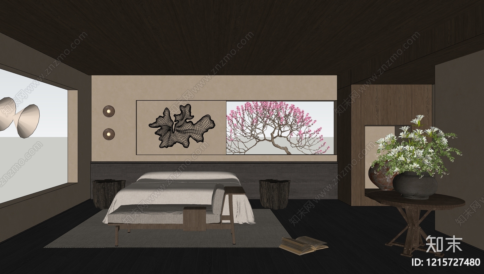 禅意酒店客房SU模型下载【ID:1215727480】