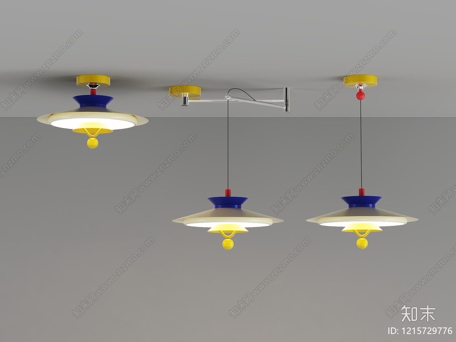 孟菲斯风格灯具组合3D模型下载【ID:1215729776】