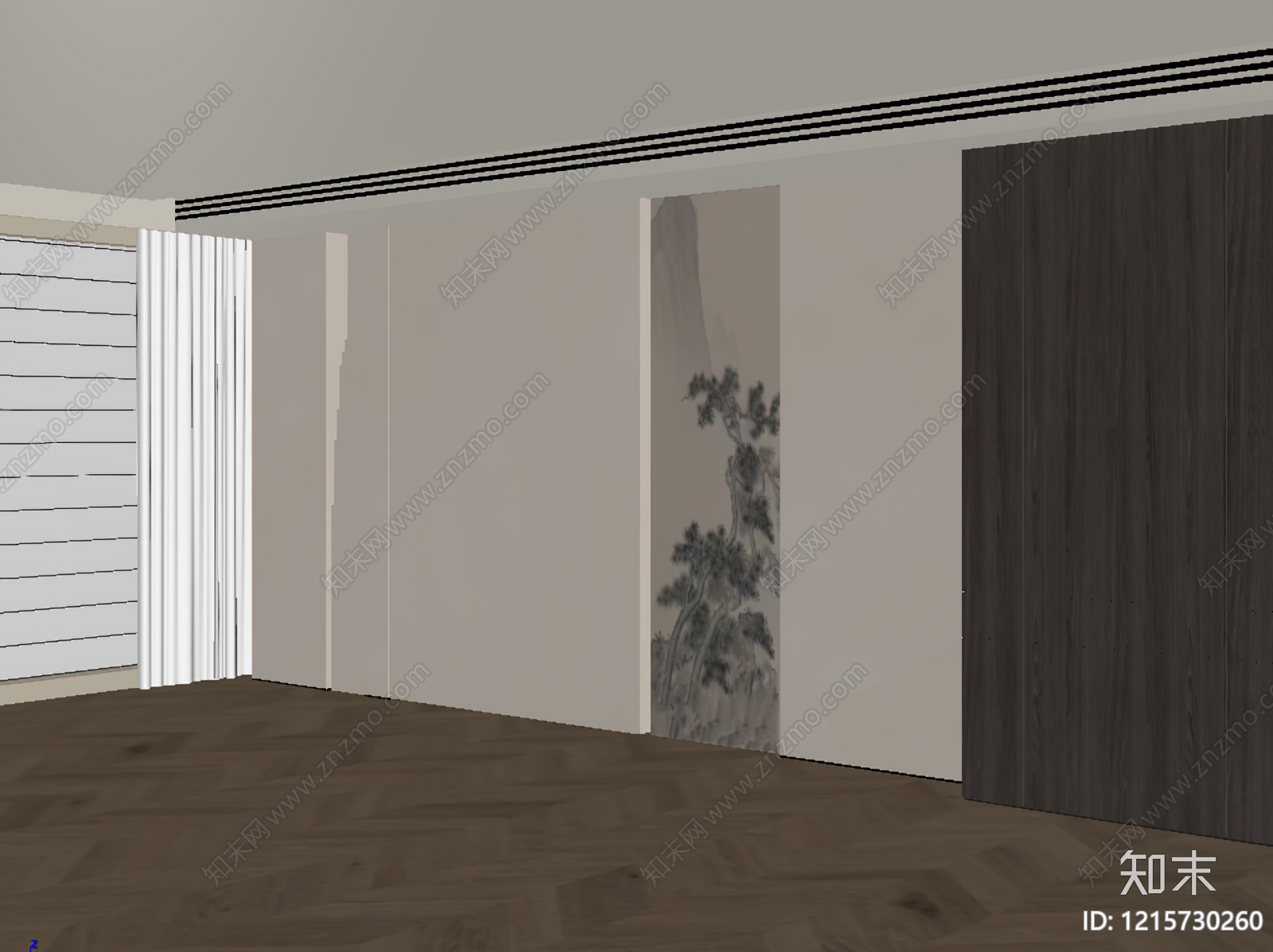 新中式背景墙SU模型下载【ID:1215730260】