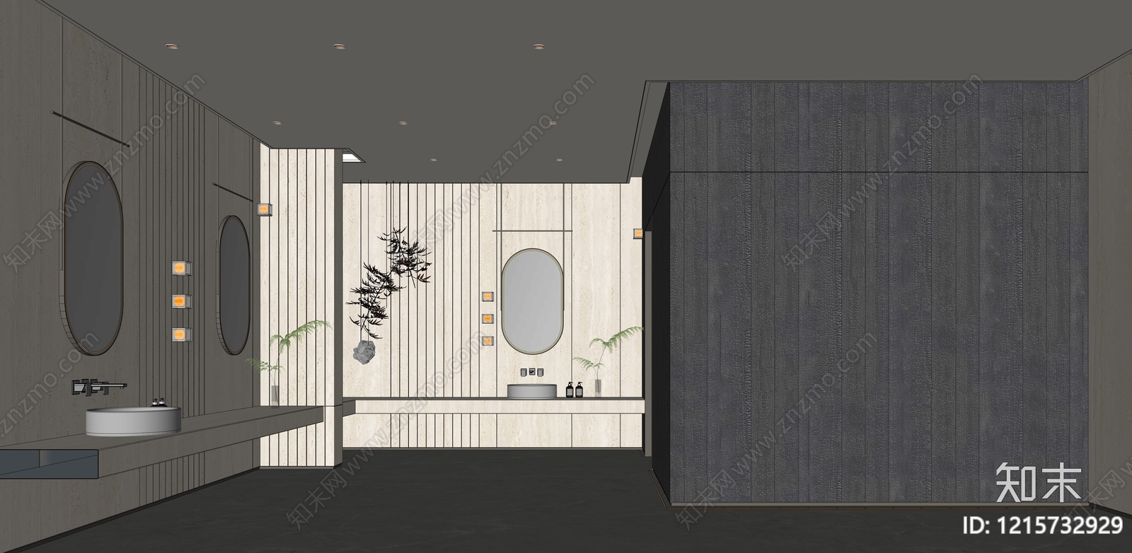新中式酒店卫生间SU模型下载【ID:1215732929】