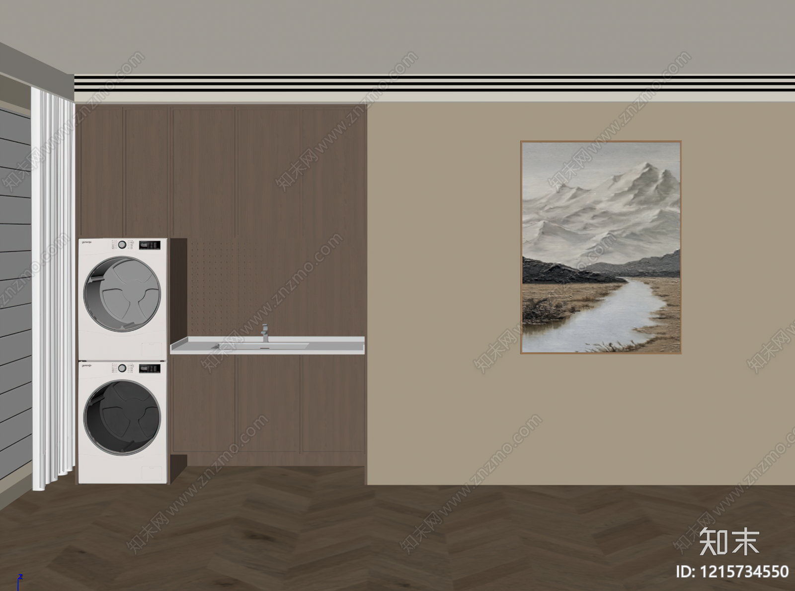 奶油风背景墙SU模型下载【ID:1215734550】