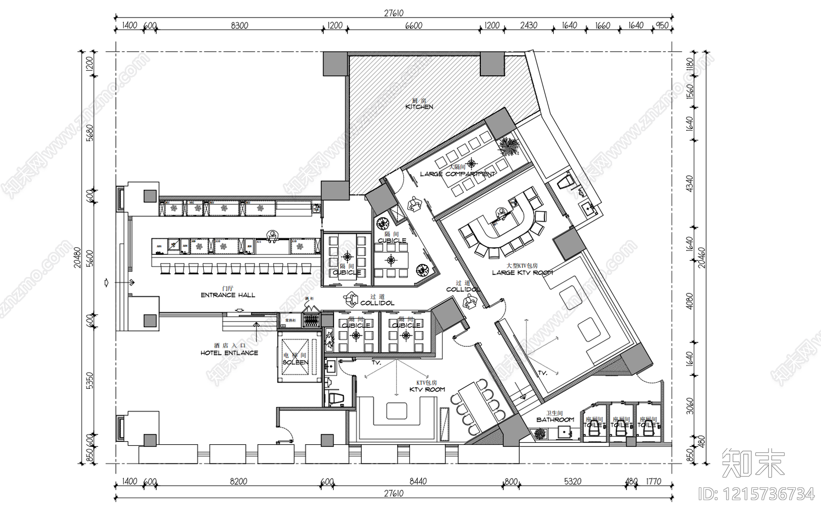 日式烤肉店施工图下载【ID:1215736734】