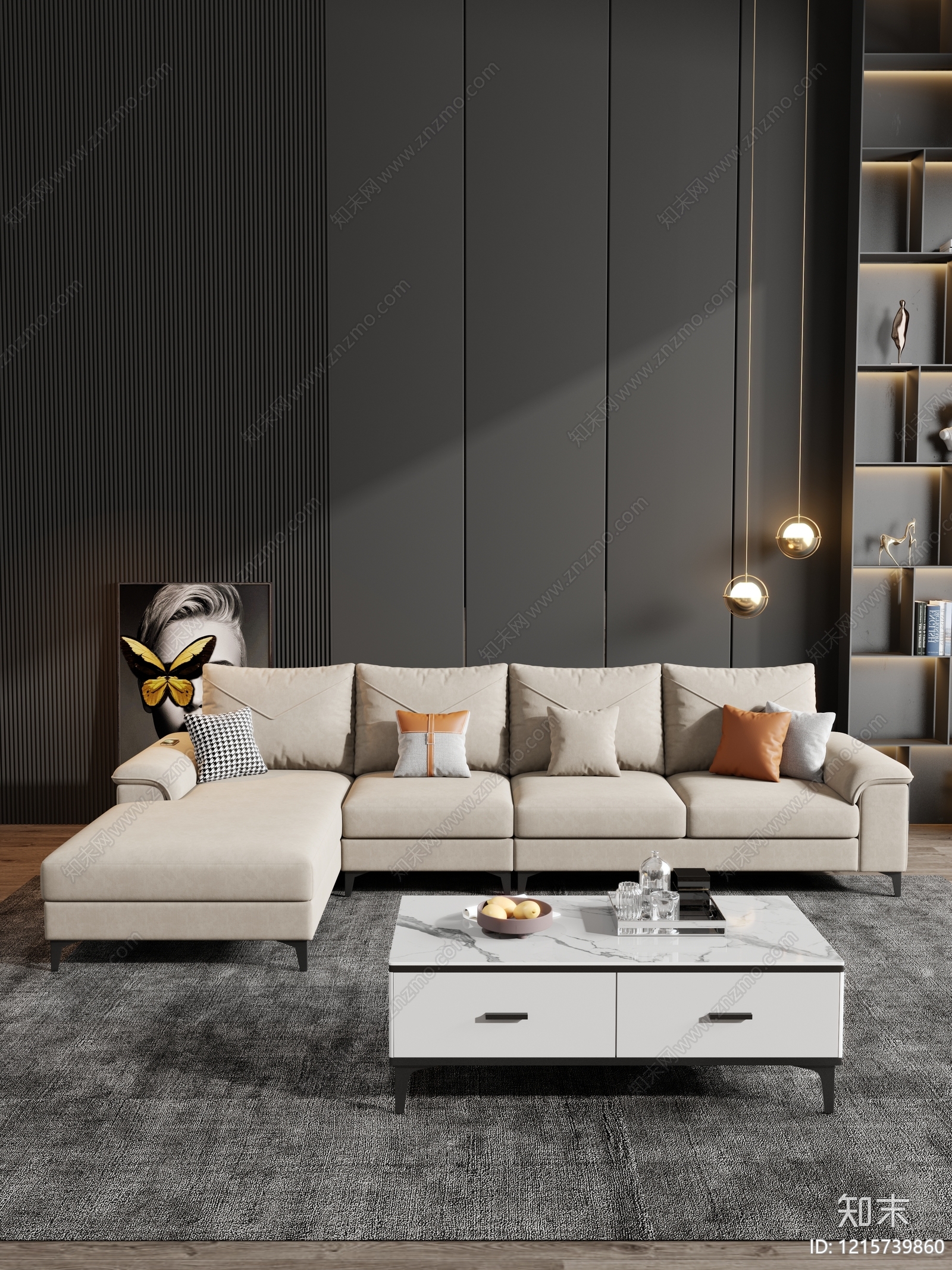 现代简约多人沙发3D模型下载【ID:1215739860】