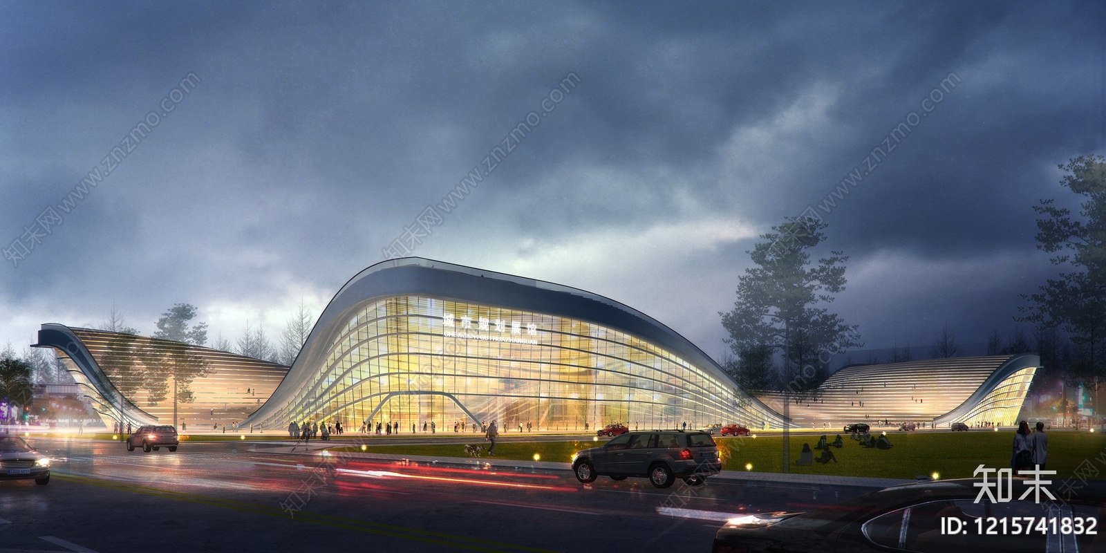 流线型现代主义展览馆3D模型渲染效果图