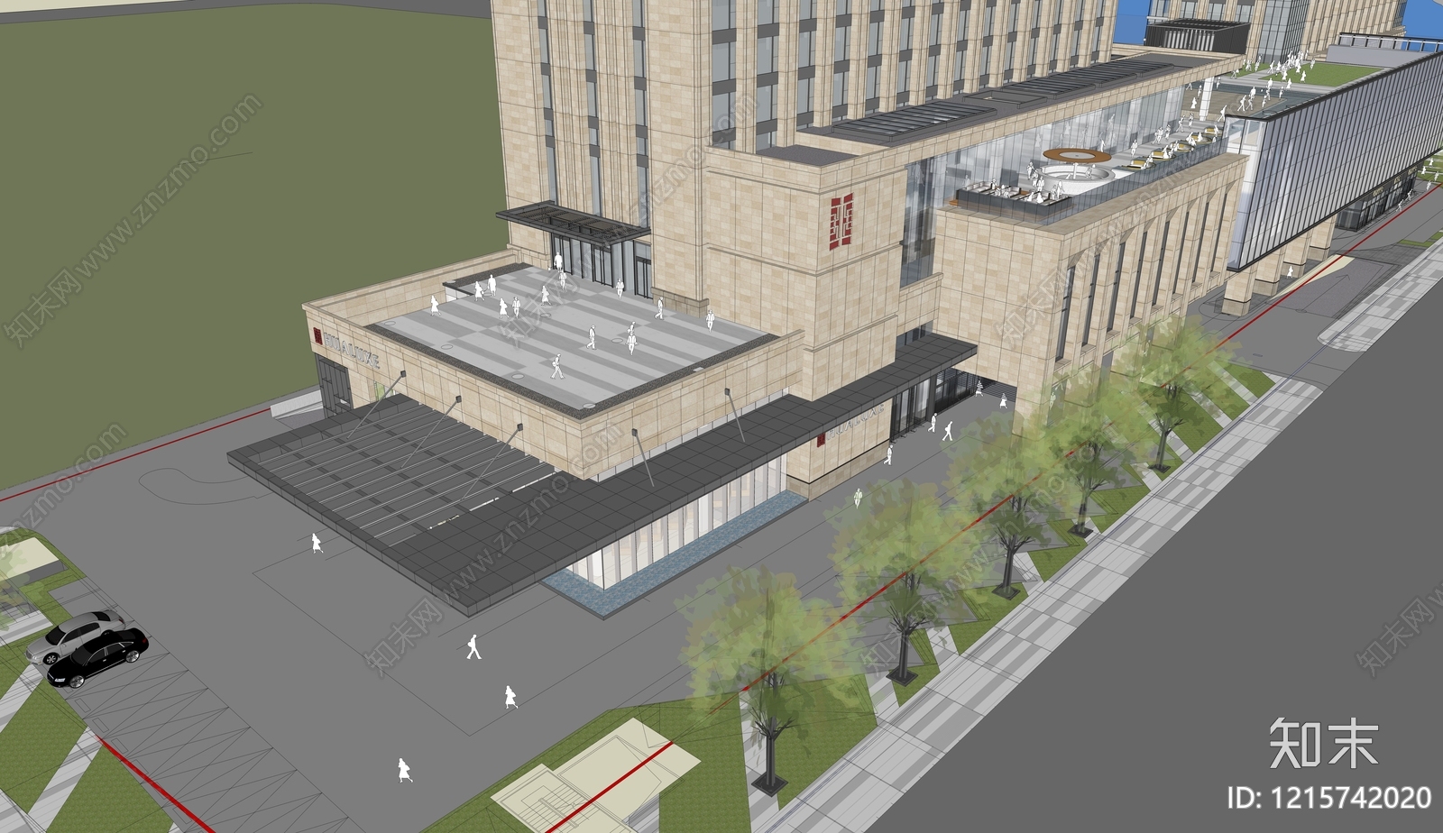 新古典主义酒店建筑SU模型下载【ID:1215742020】