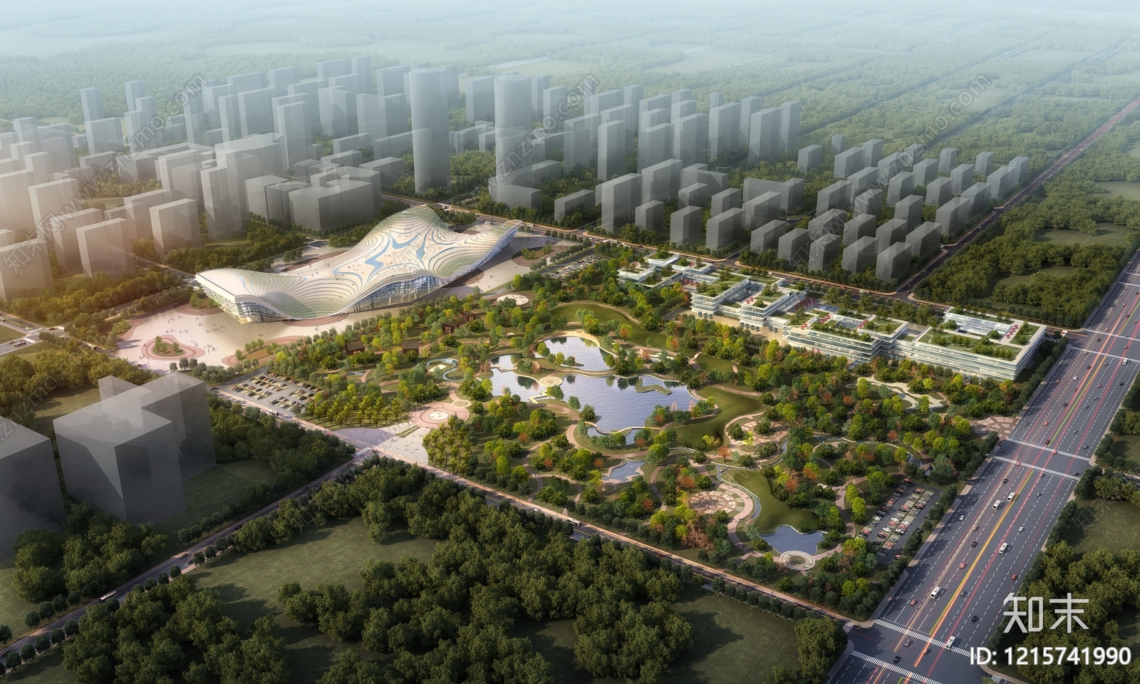 现代主义鸟瞰规划3D模型下载【ID:1215741990】