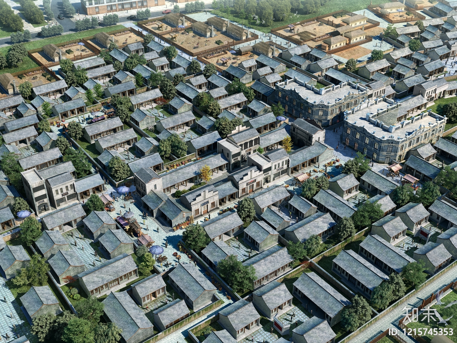 新中式古建3D模型下载【ID:1215745353】