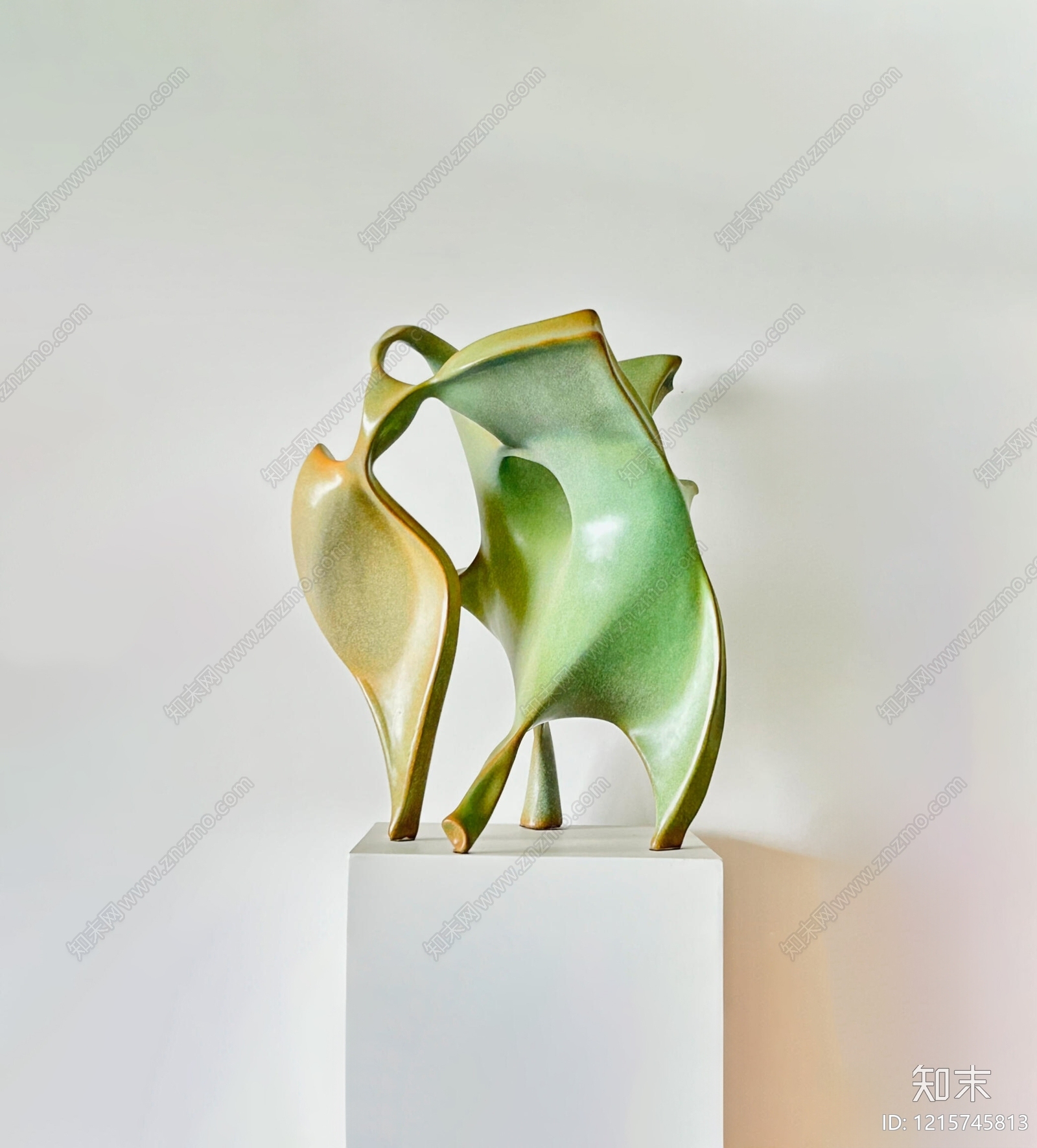 现代抽象雕塑摆件3D模型渲染效果图