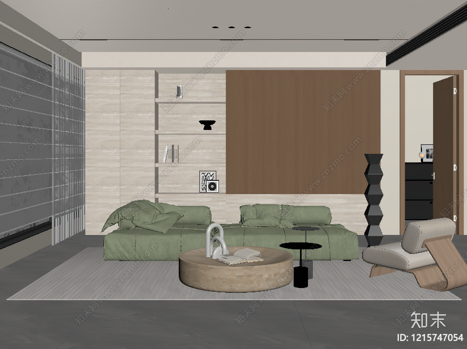现代简约家居客厅SU模型下载【ID:1215747054】