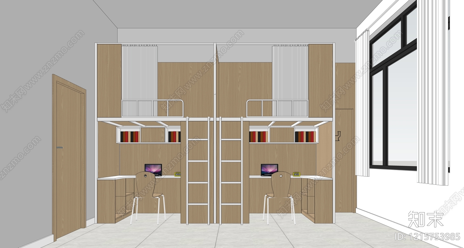 原木风宿舍SU模型下载【ID:1215753985】