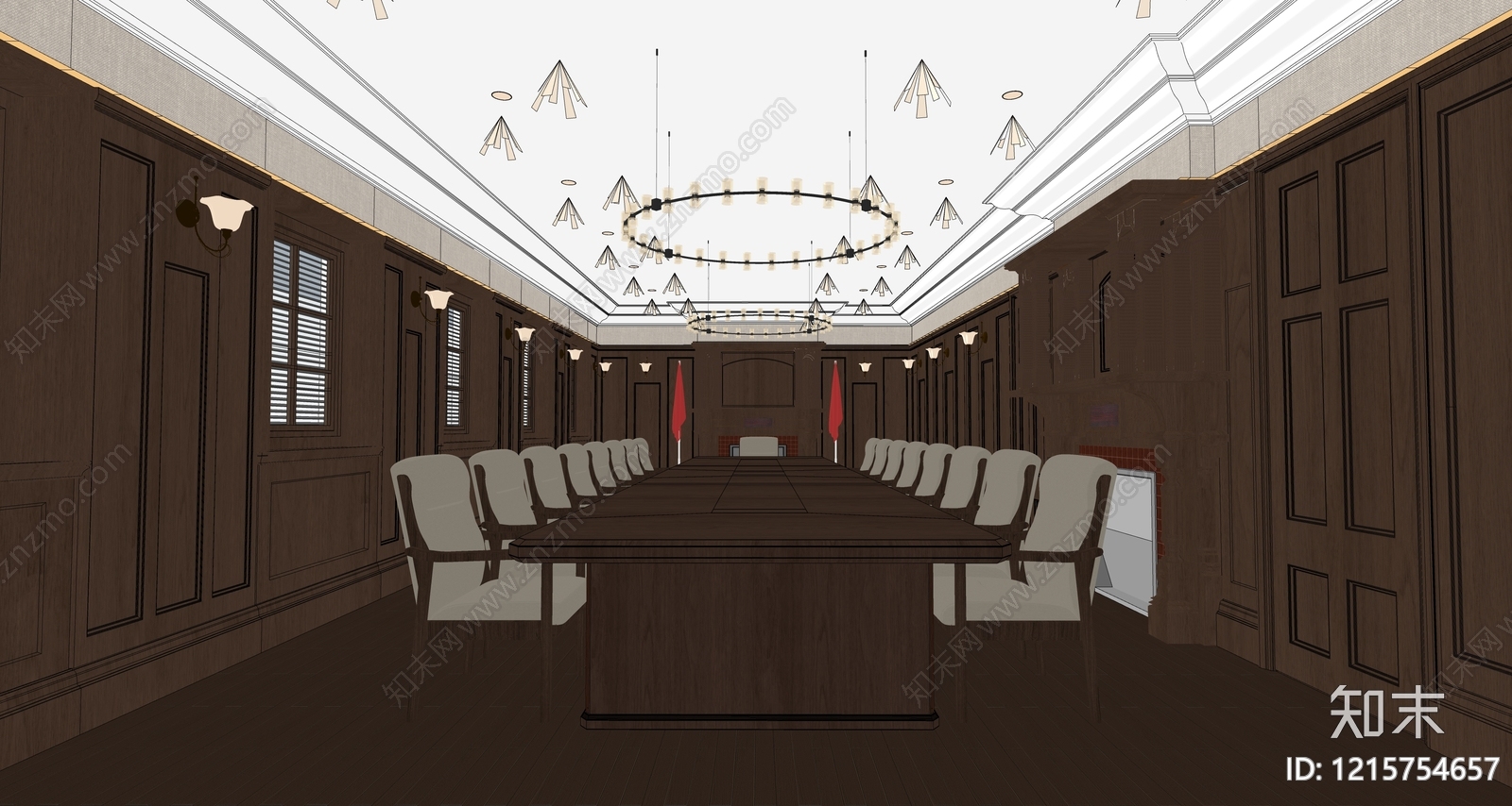 美式复古会议室SU模型下载【ID:1215754657】