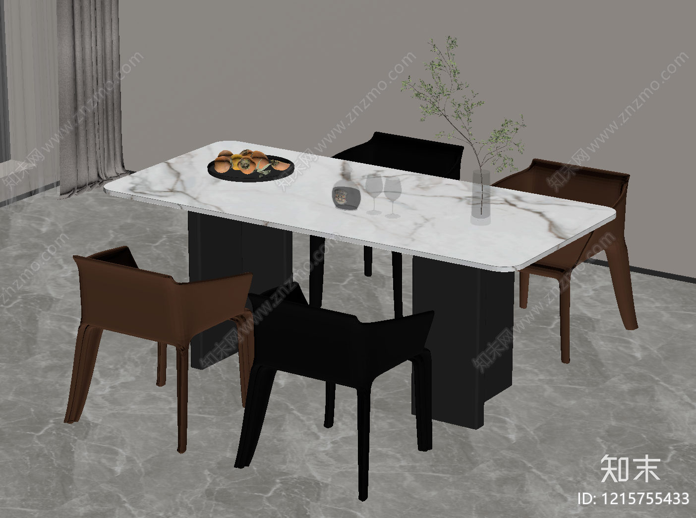 现代简约餐桌SU模型下载【ID:1215755433】