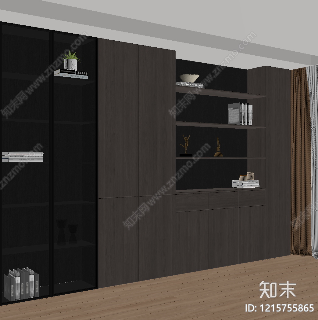 现代极简书架SU模型下载【ID:1215755865】