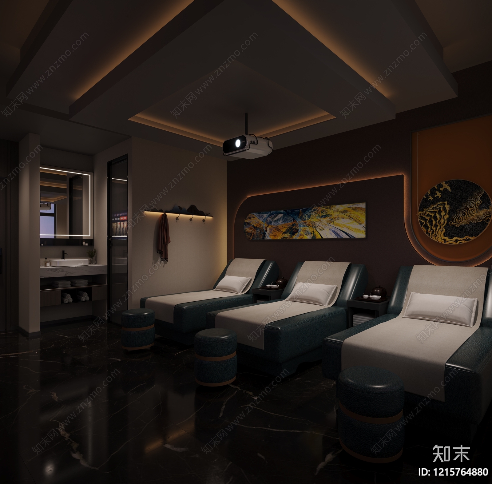 新中式足浴店3D模型下载【ID:1215764880】