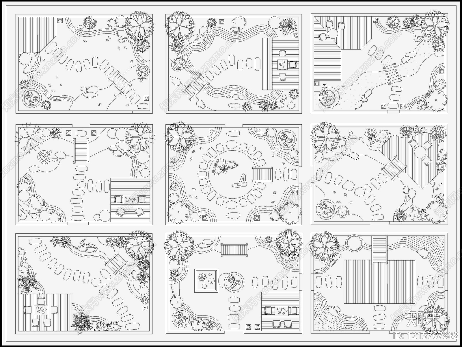 新中式禅意综合景观图库施工图下载【ID:1215767982】