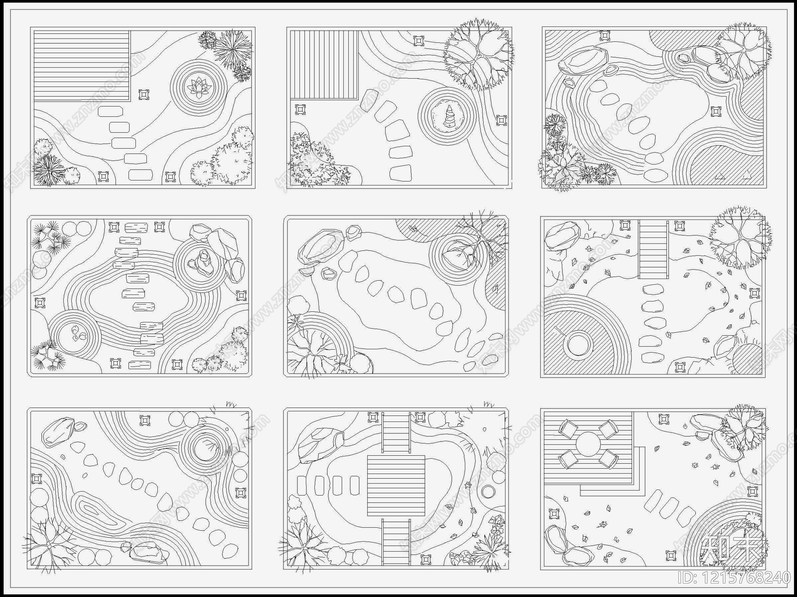 中式中古综合景观图库施工图下载【ID:1215768240】