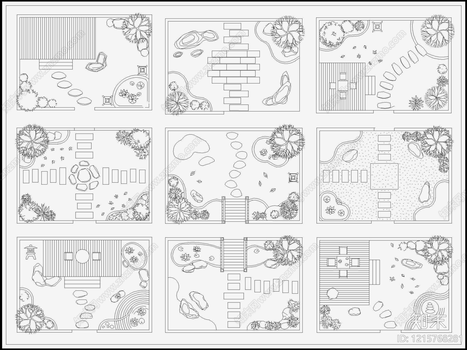 新中式日式庭院施工图下载【ID:1215768281】