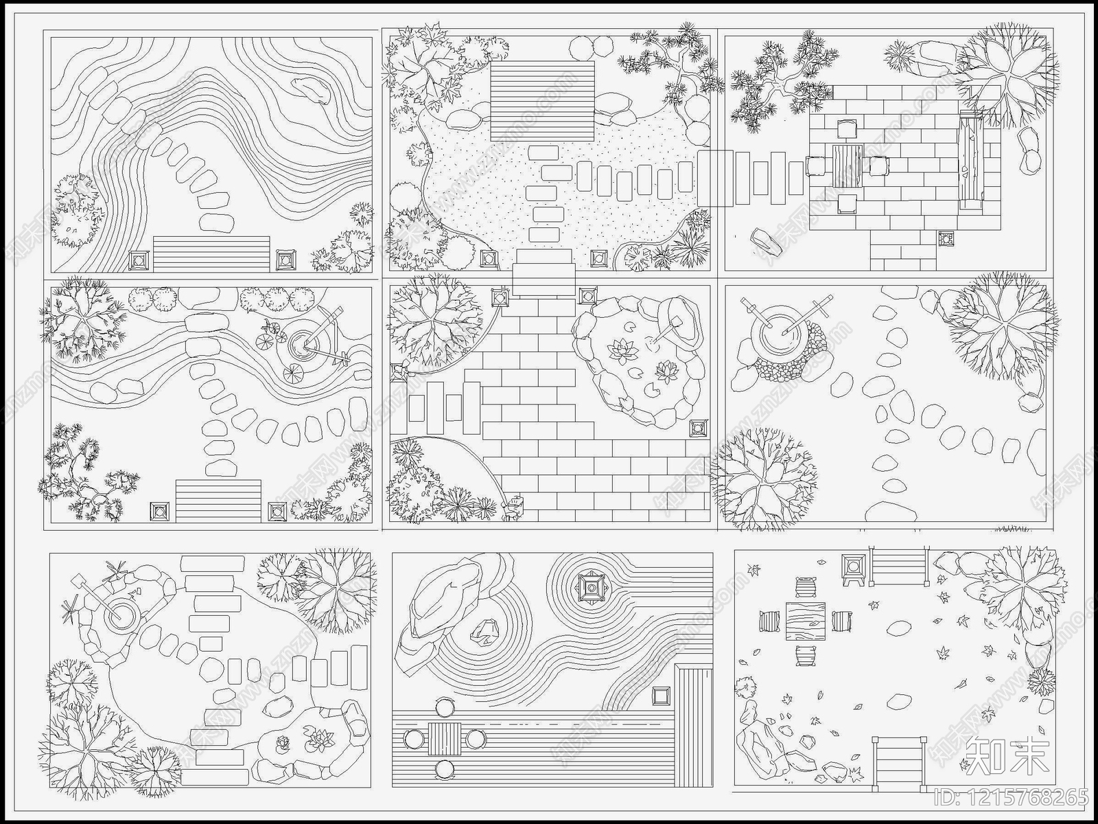 中式侘寂庭院施工图下载【ID:1215768265】