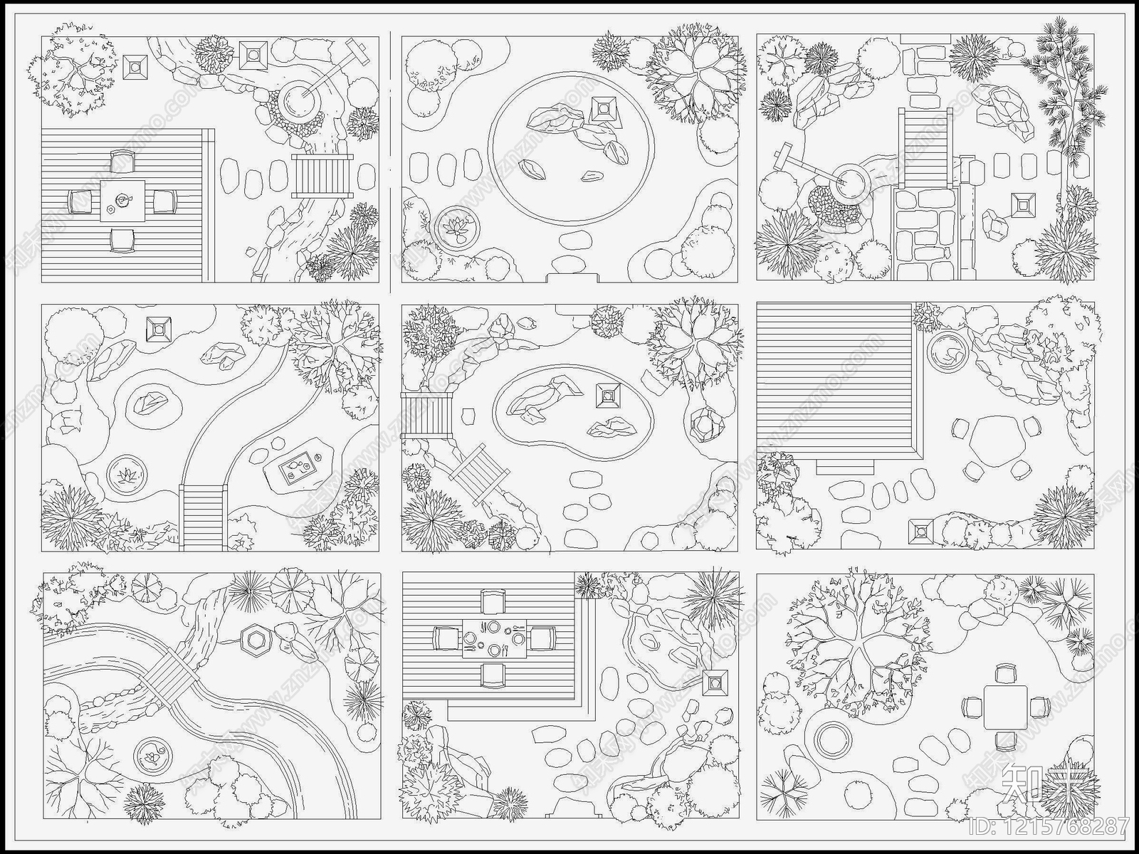 中式禅意屋顶花园施工图下载【ID:1215768287】