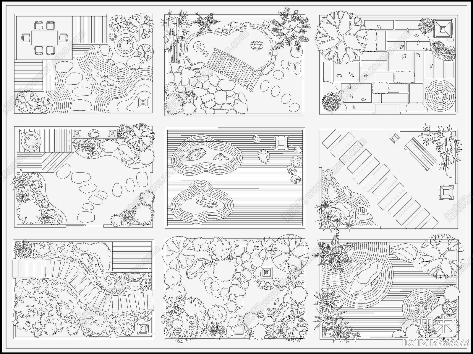中式禅意庭院施工图下载【ID:1215768373】