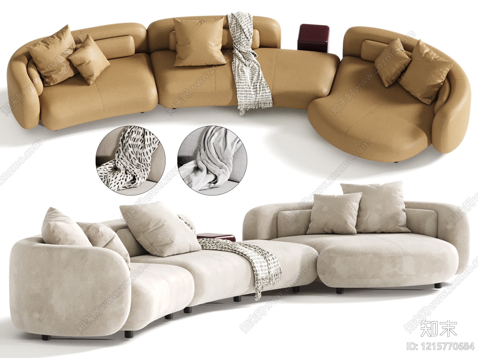 现代简约多人沙发3D模型下载【ID:1215770684】