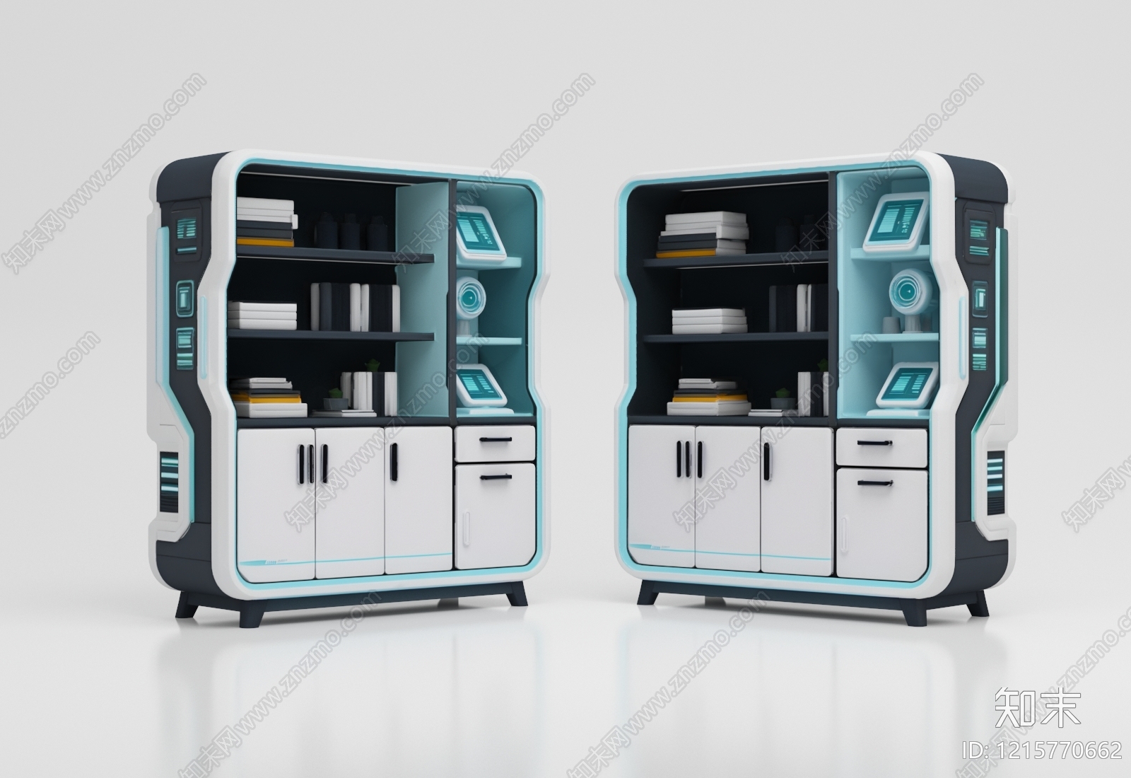 未来科技风书柜3D模型下载【ID:1215770662】