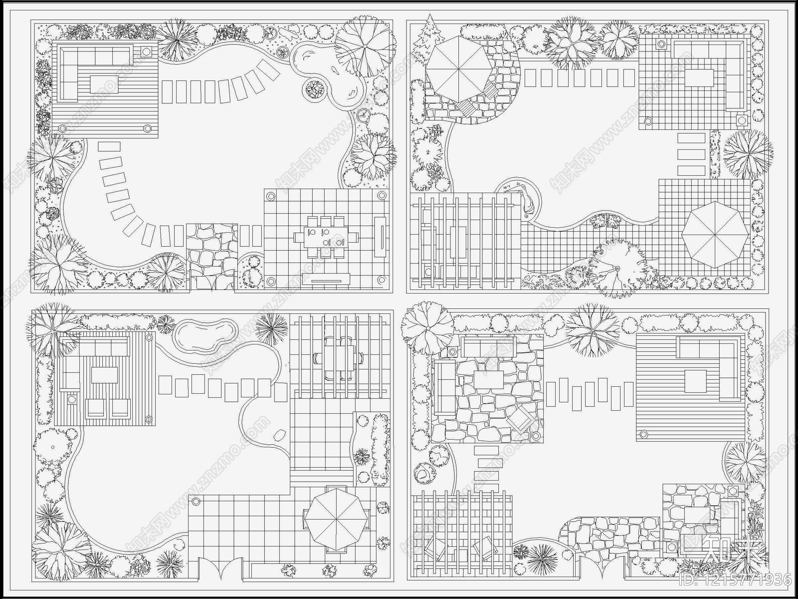 现代新中式庭院施工图下载【ID:1215771936】