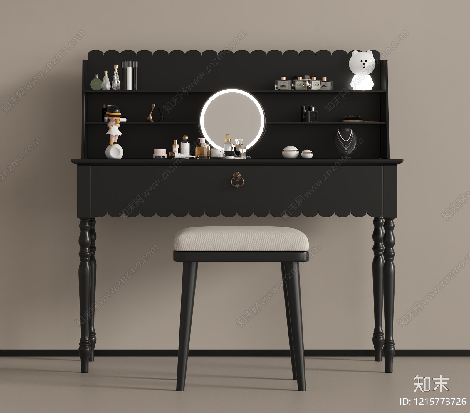 法式复古梳妆台3D模型下载【ID:1215773726】
