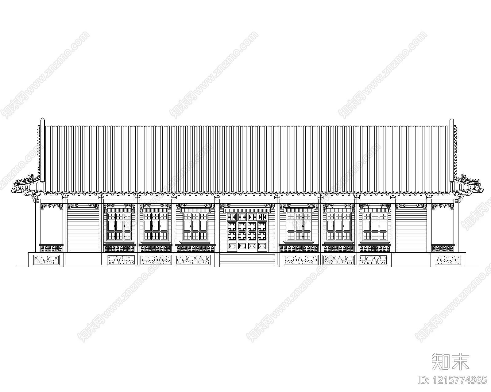 仿古建筑cad施工图下载【ID:1215774965】