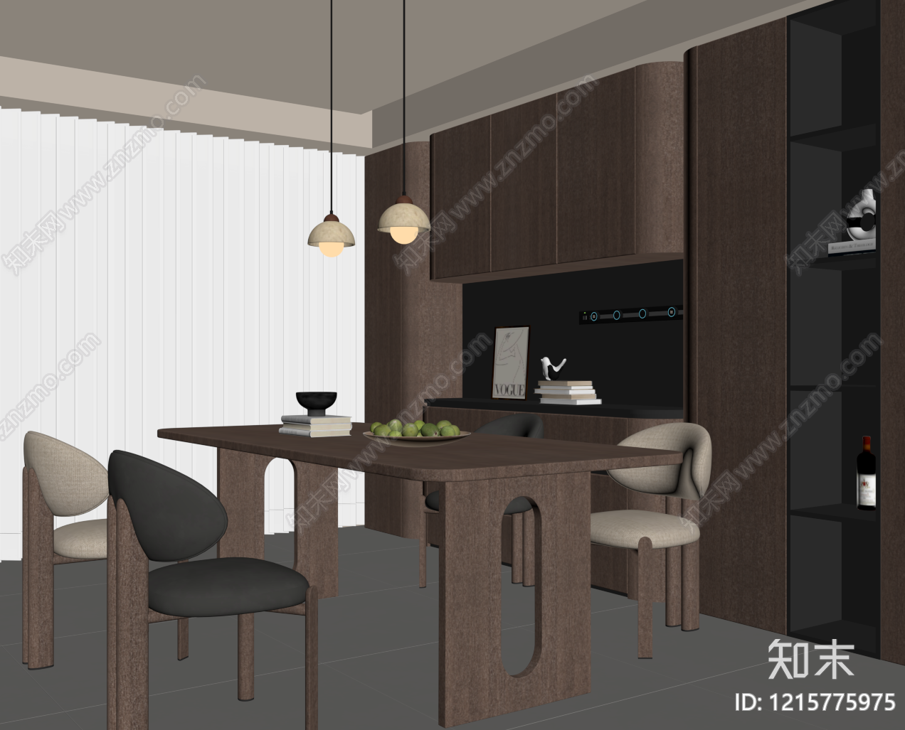 现代简约家居餐厅SU模型下载【ID:1215775975】