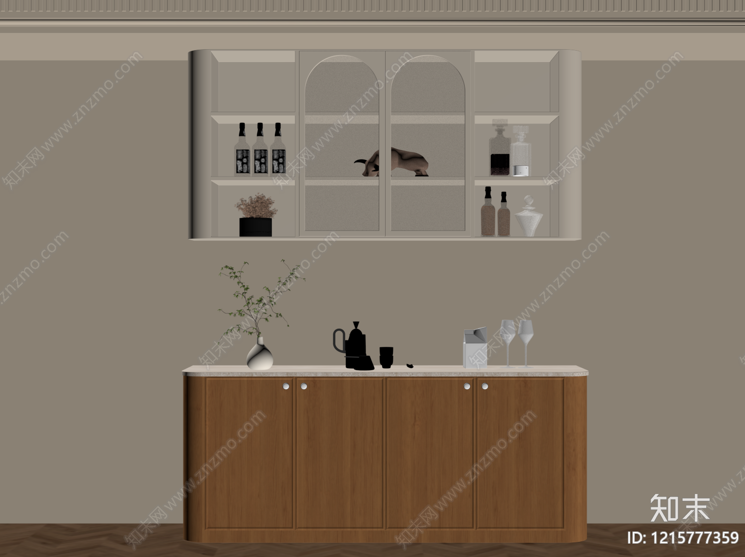 奶油风餐边柜SU模型下载【ID:1215777359】